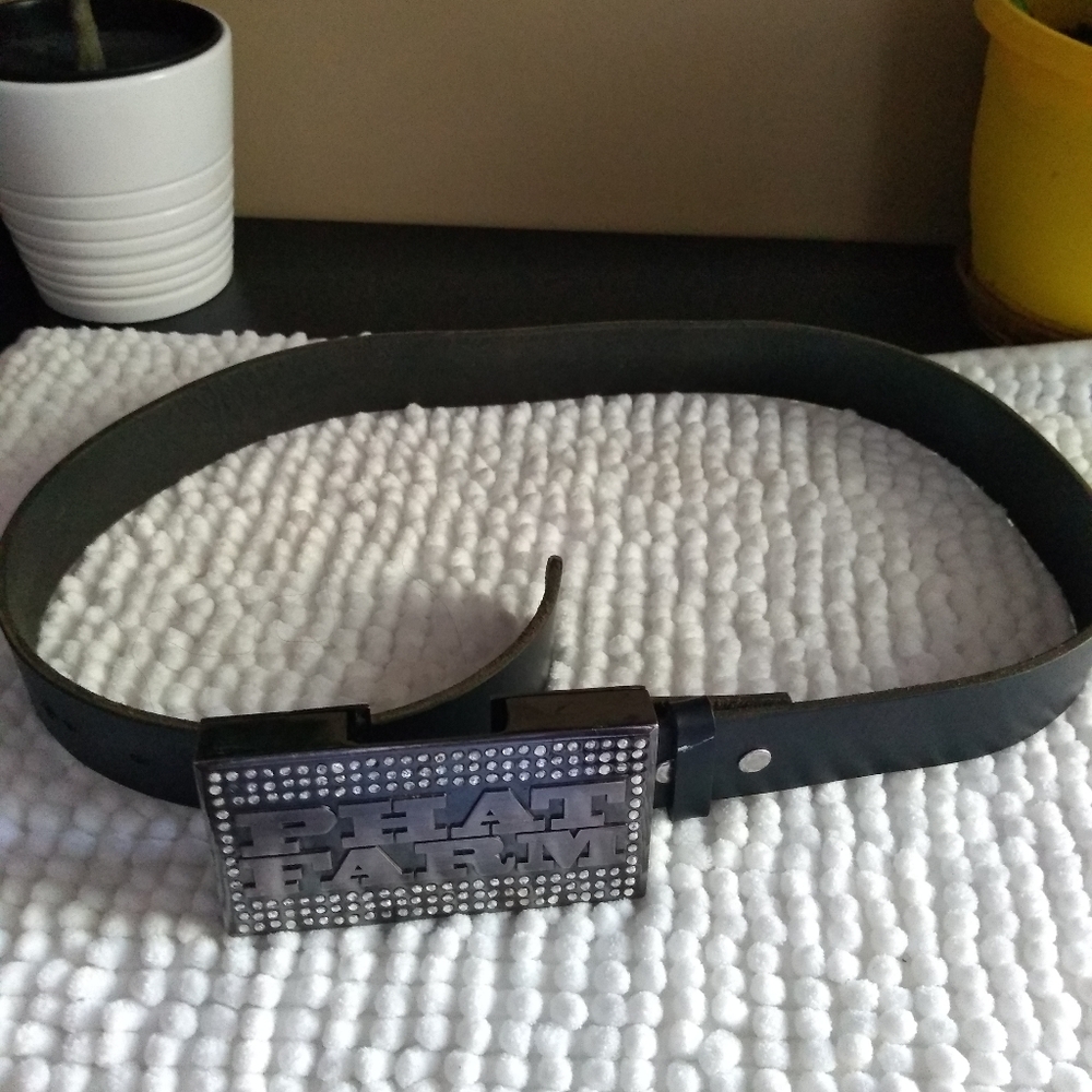 PHAT FARM Leather Belt Rhinestone chic - Picture 2 of 5